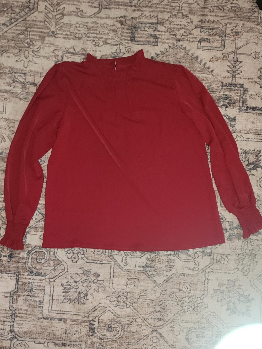 Womens XL Maroon/red Long Sleeve  Blouse95%polyester 5%spandex.Like New